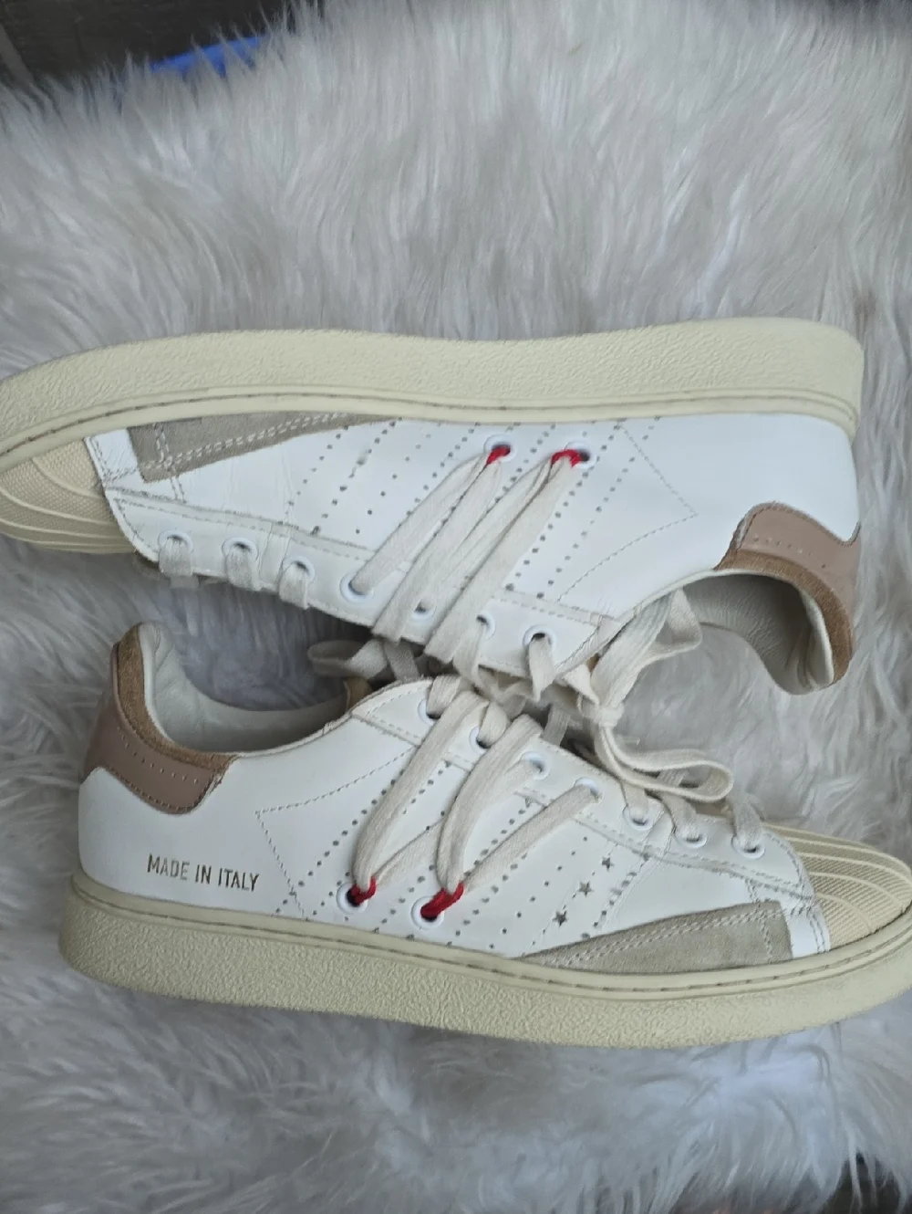 Hidnander Stripeless Ultimate Dual White Leather Sneakers Mens EU40 US7